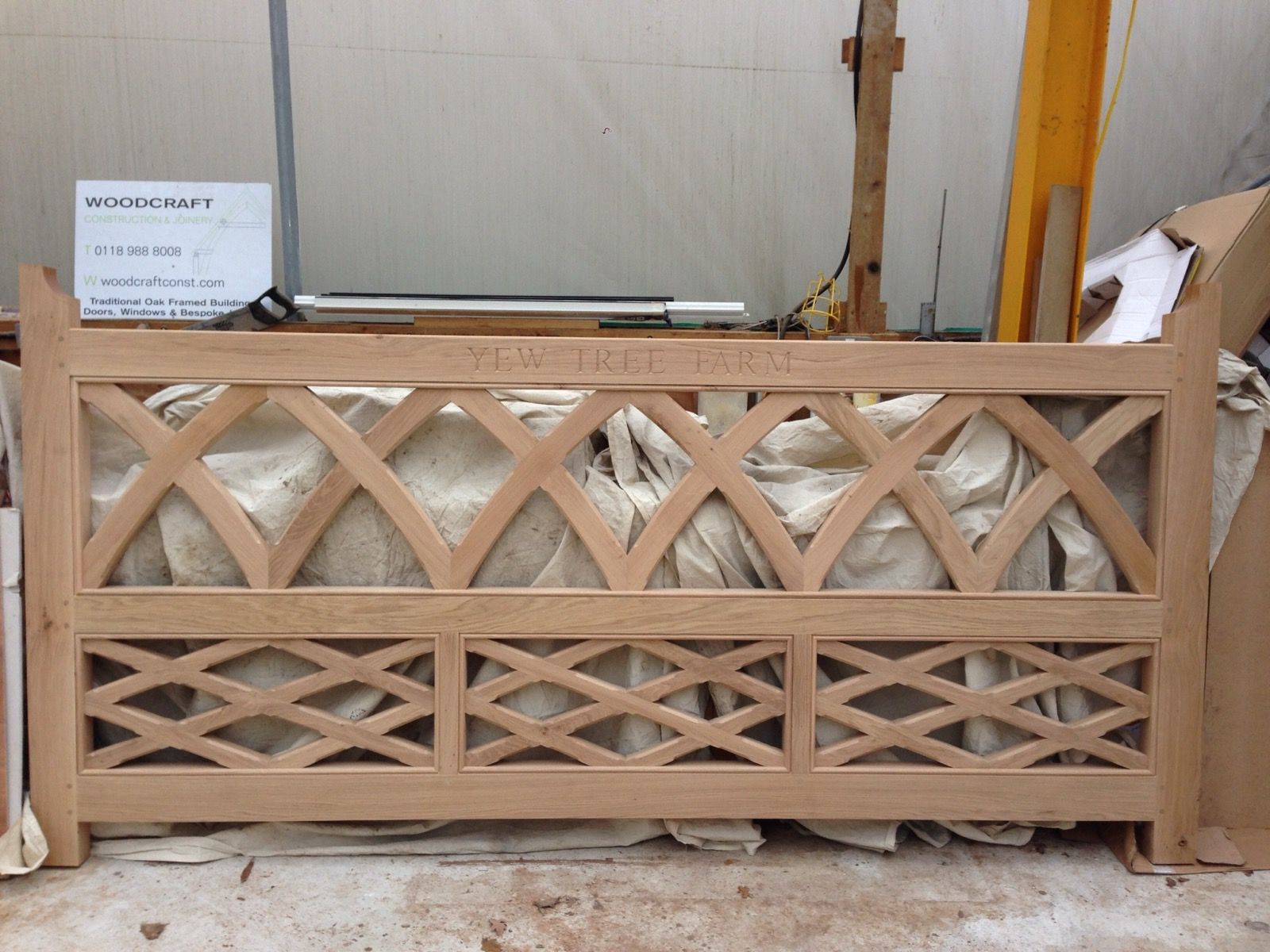 Bespoke oak lattice screen joinery