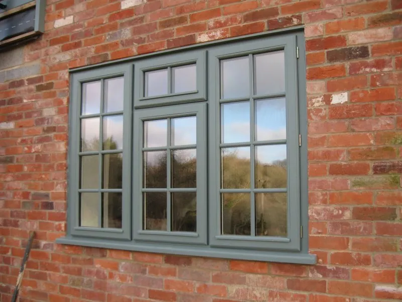 Grey timber window brick