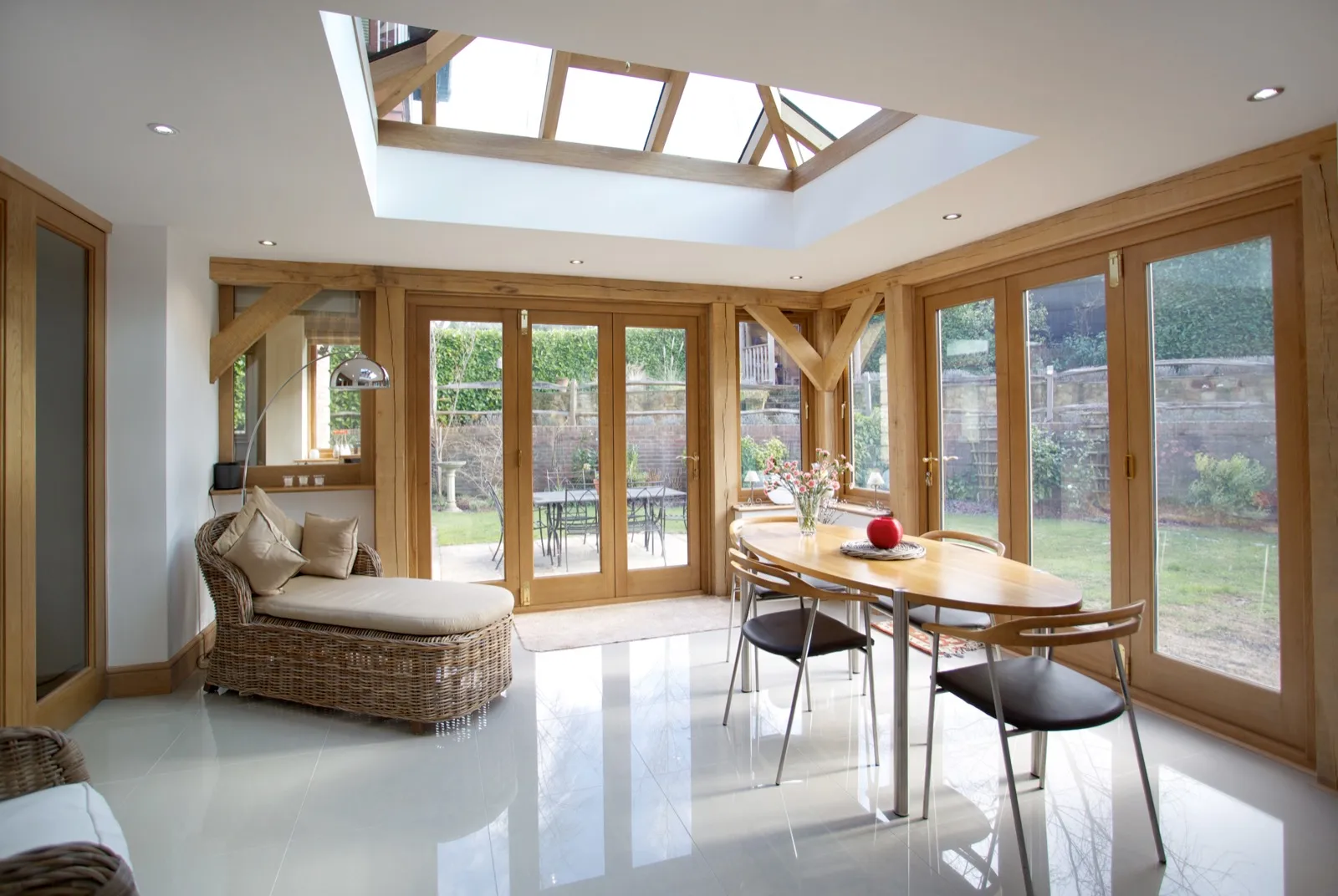 Oak framed bifold doors garden room