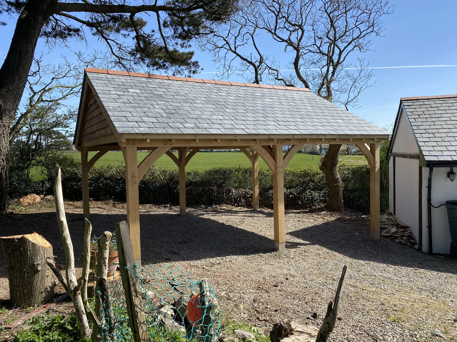 Oak framed cart shed carport
