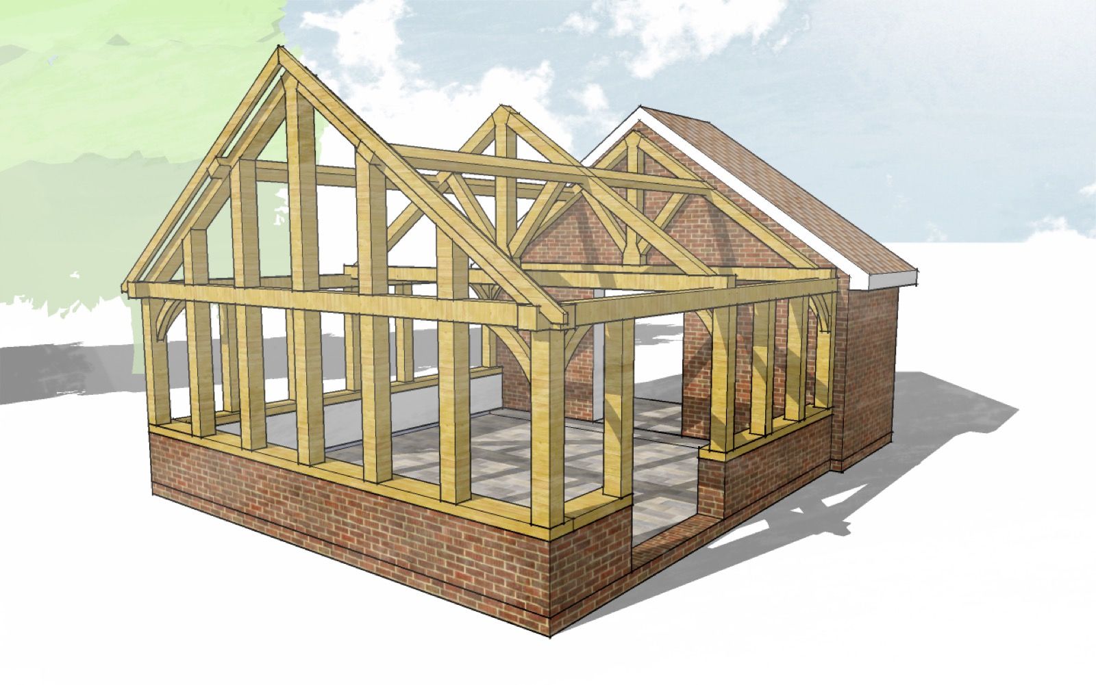 Oak framed design render