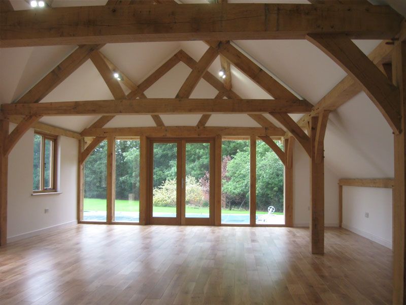 Oak framed extension bifold doors