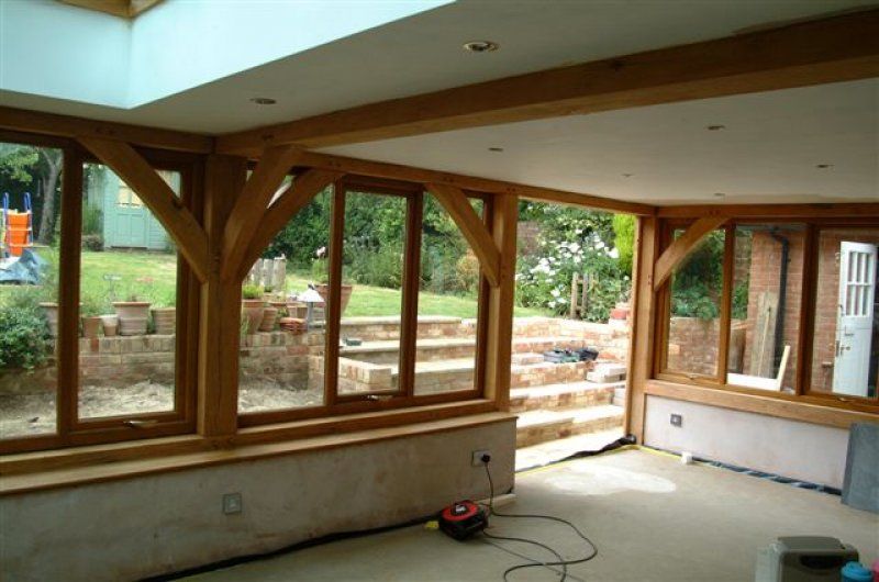 Oak framed extension interior construction