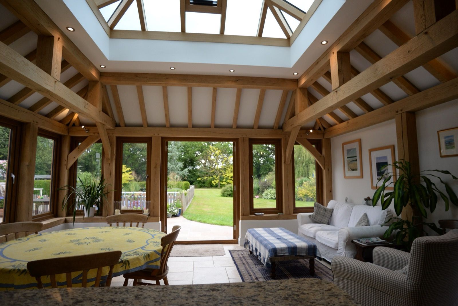 Oak roof lantern trusses interior