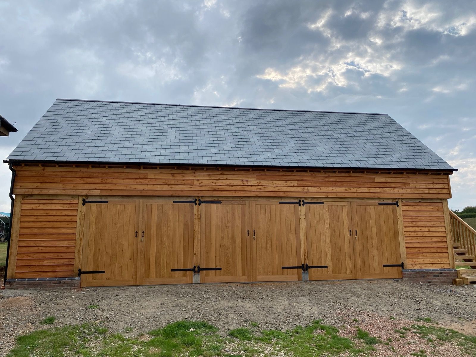 Oak framed four bay garage