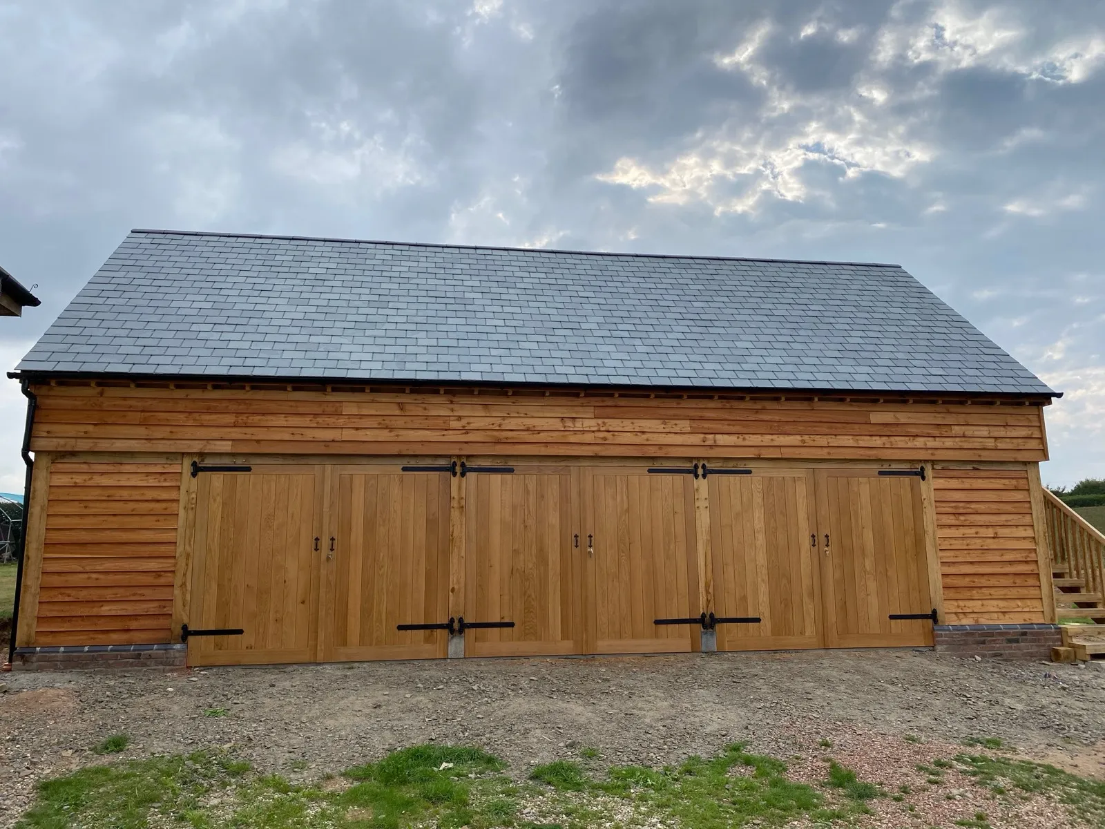 Oak framed four bay garage