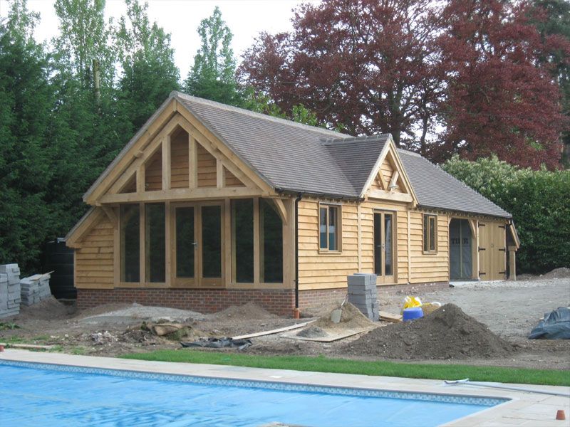 Oak framed garage and pool house