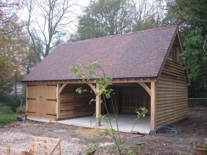 Oak framed garage closed