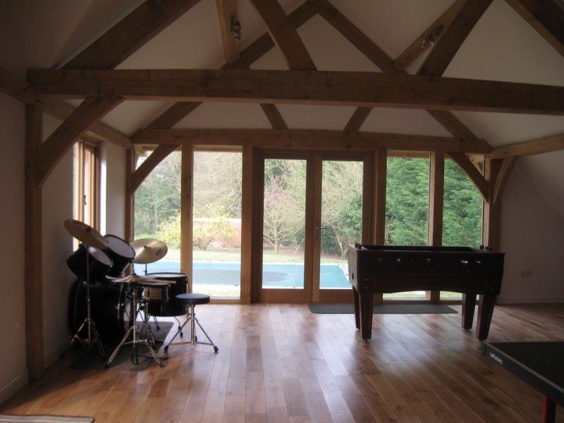 Oak framed garage interior