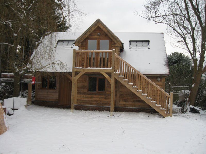 Oak framed garage two storey