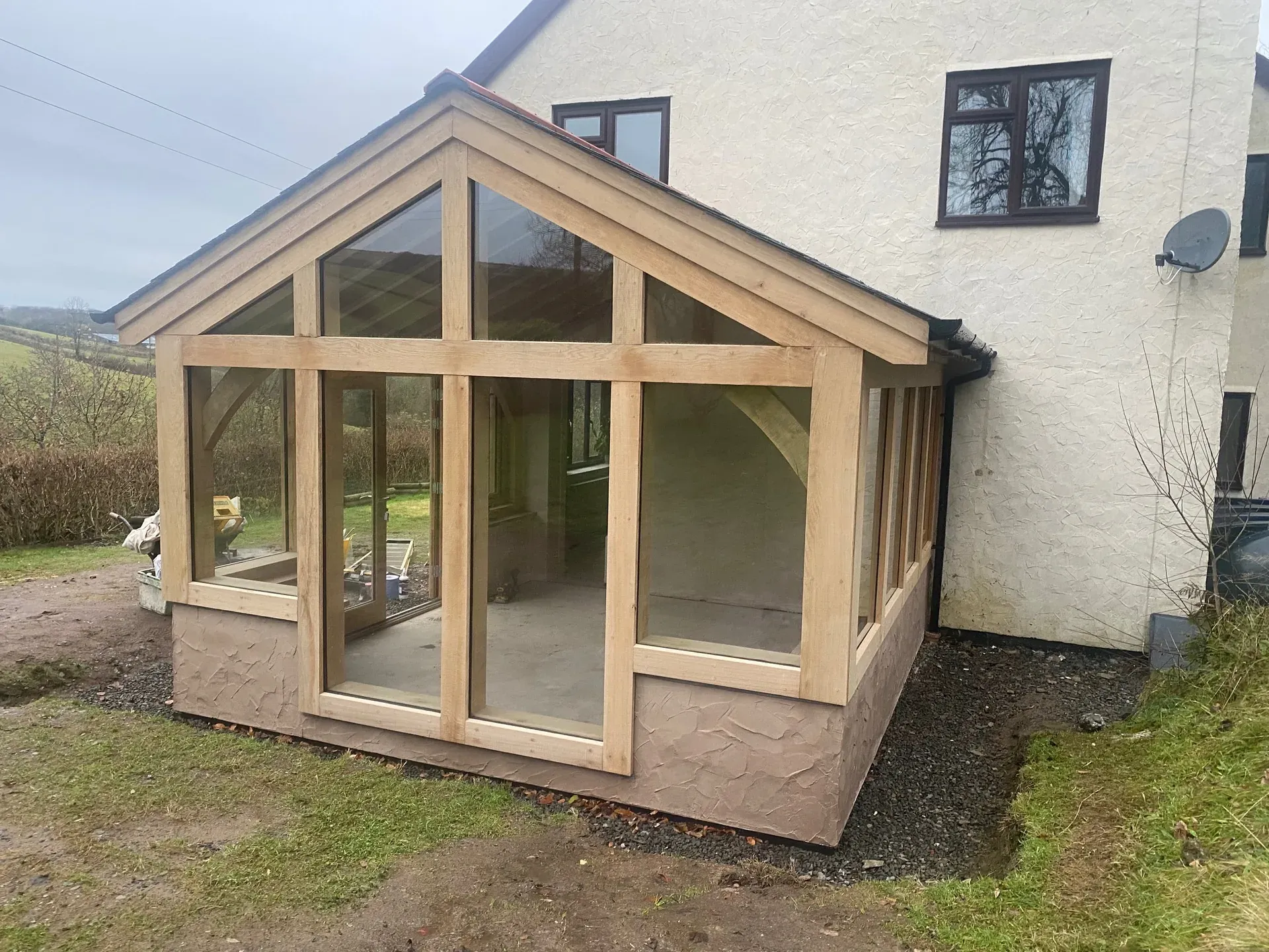 Oak framed garden room glazed gable