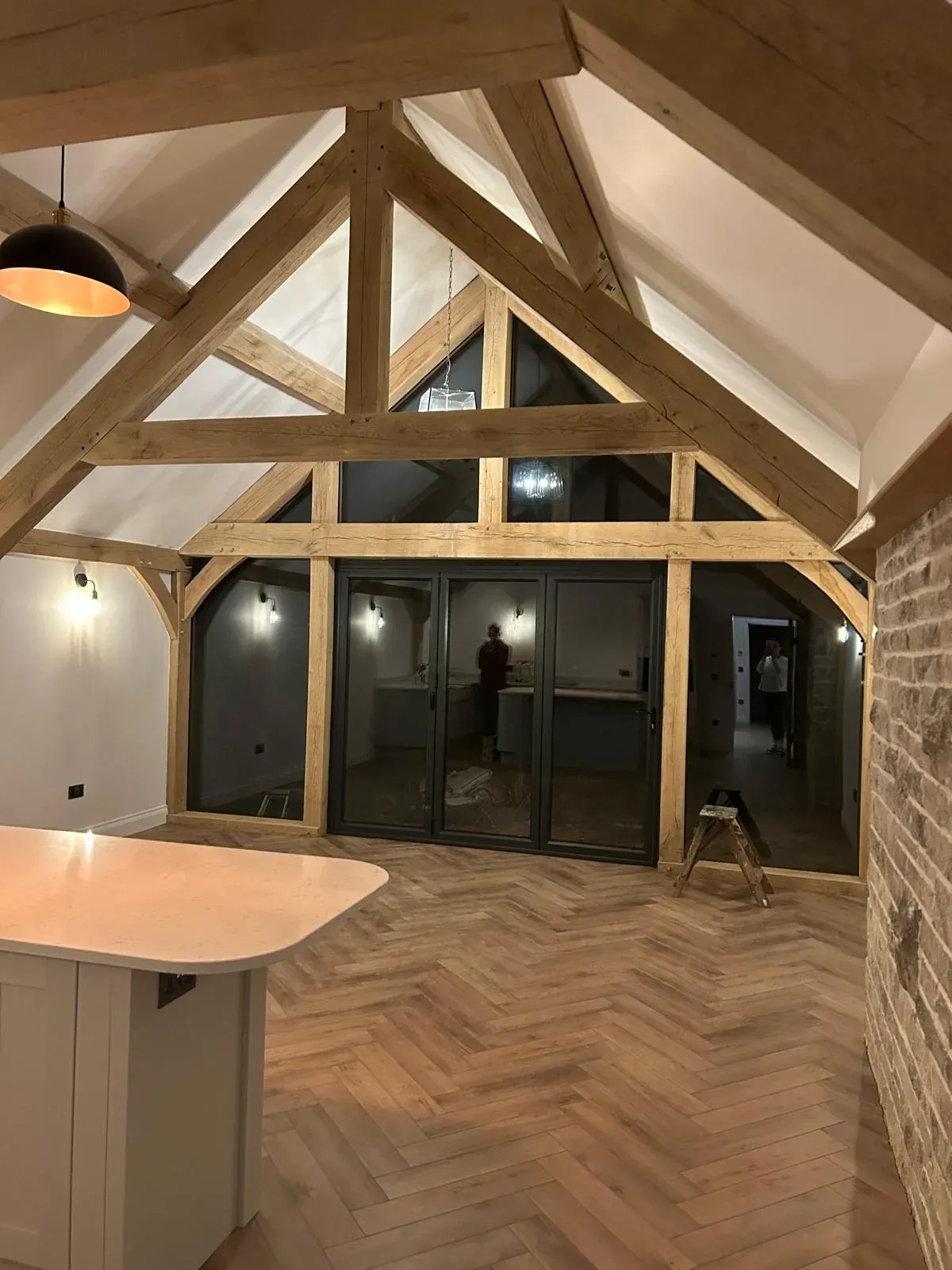 Oak framed garden room interior