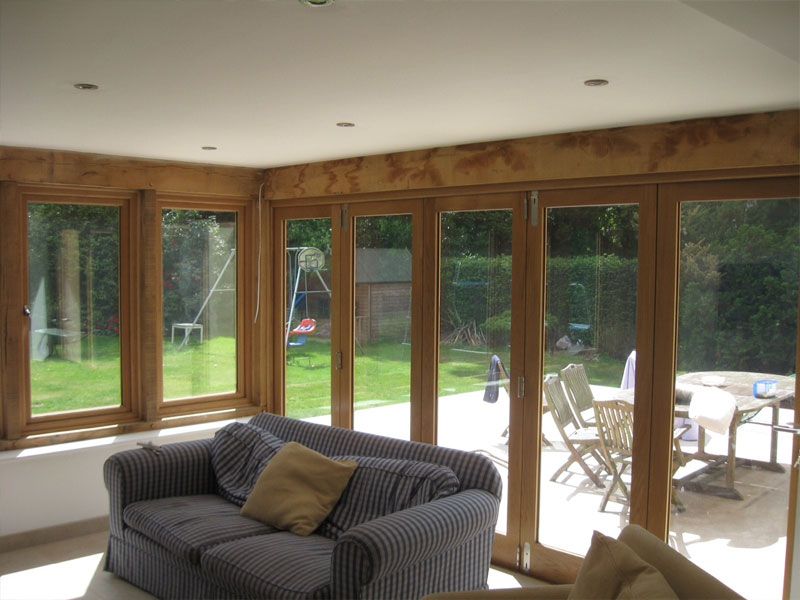 Oak framed garden room interior