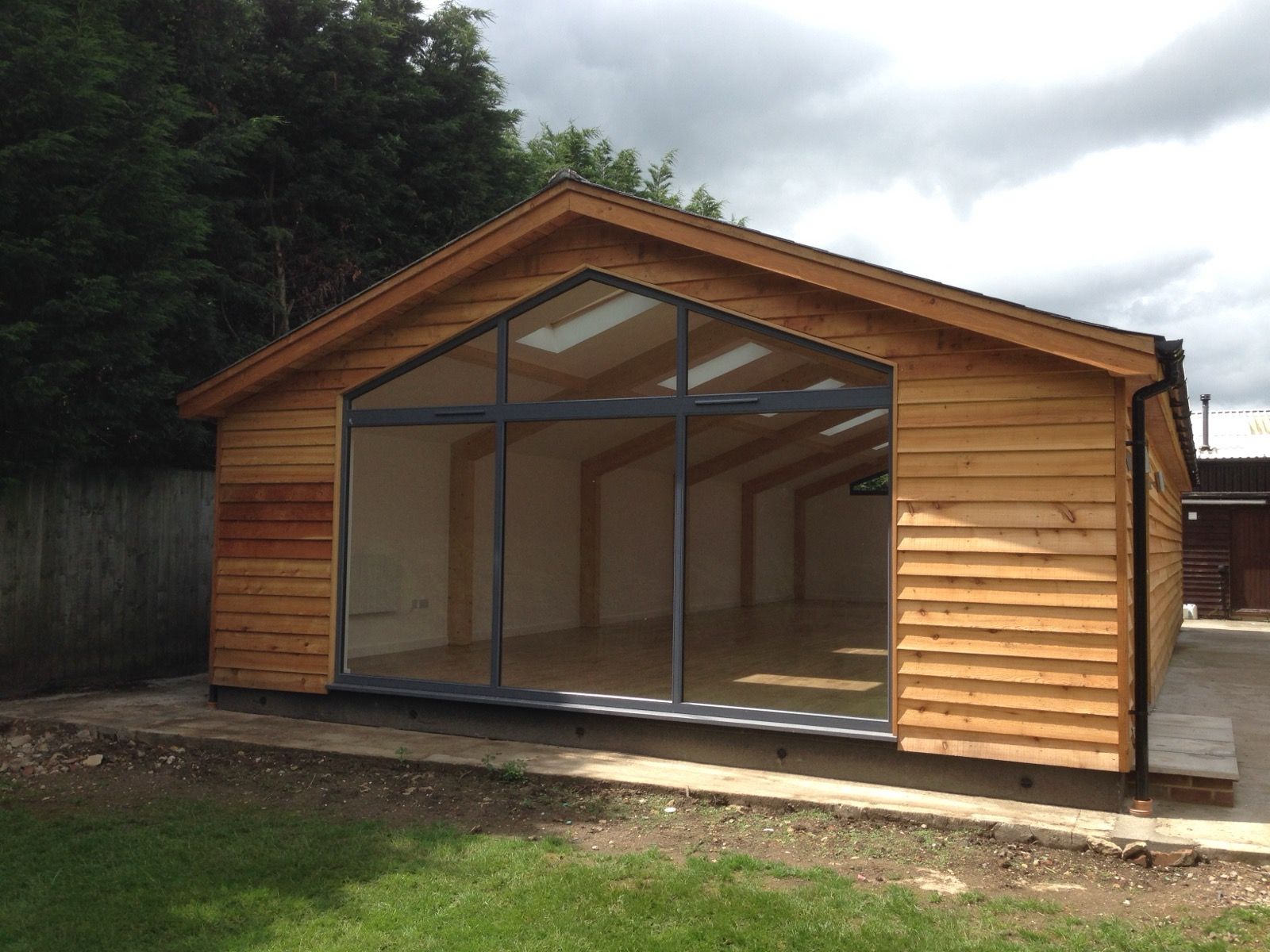 Oak framed glazed gable garden studio