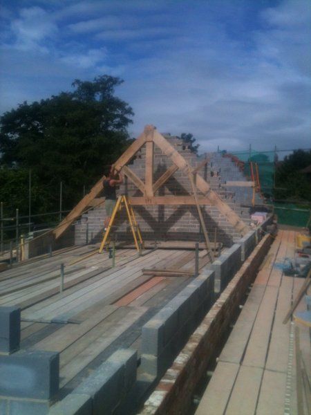 Oak framed glazed gable truss