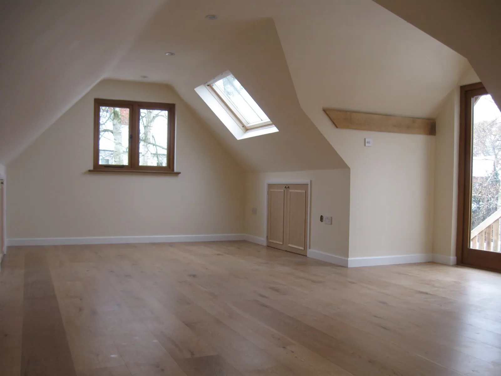 Oak framed loft room rooflight interior
