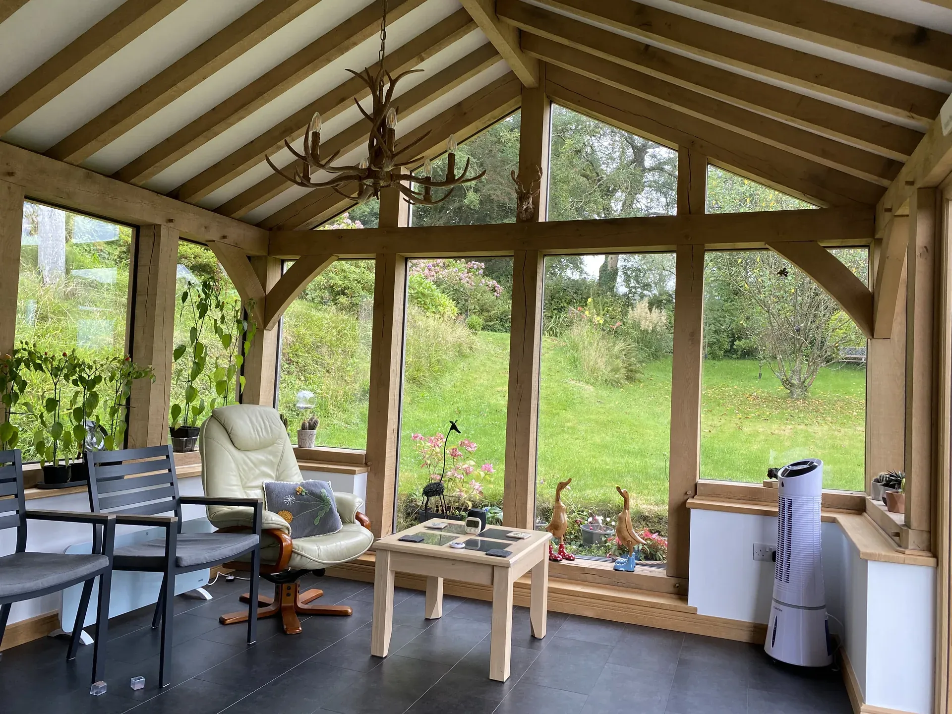 Oak framed orangery interior