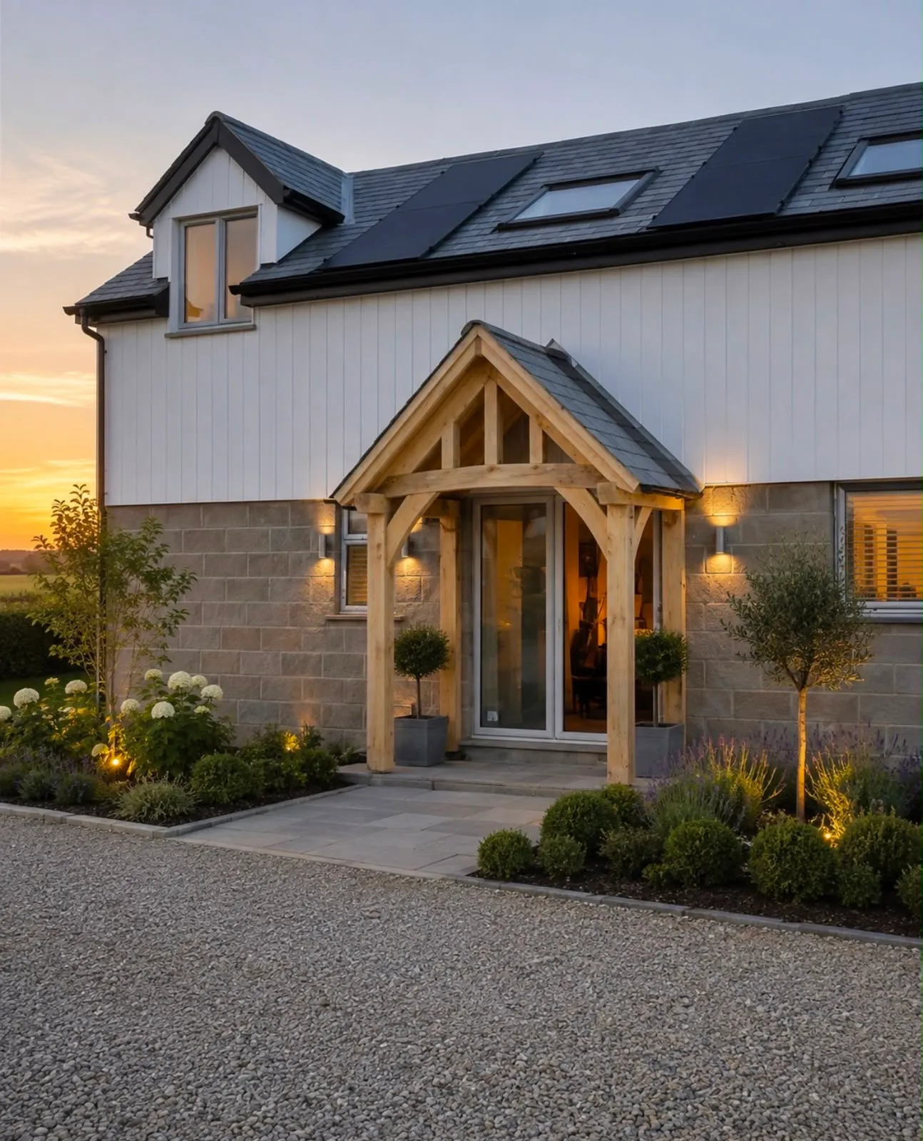Oak framed porch dusk