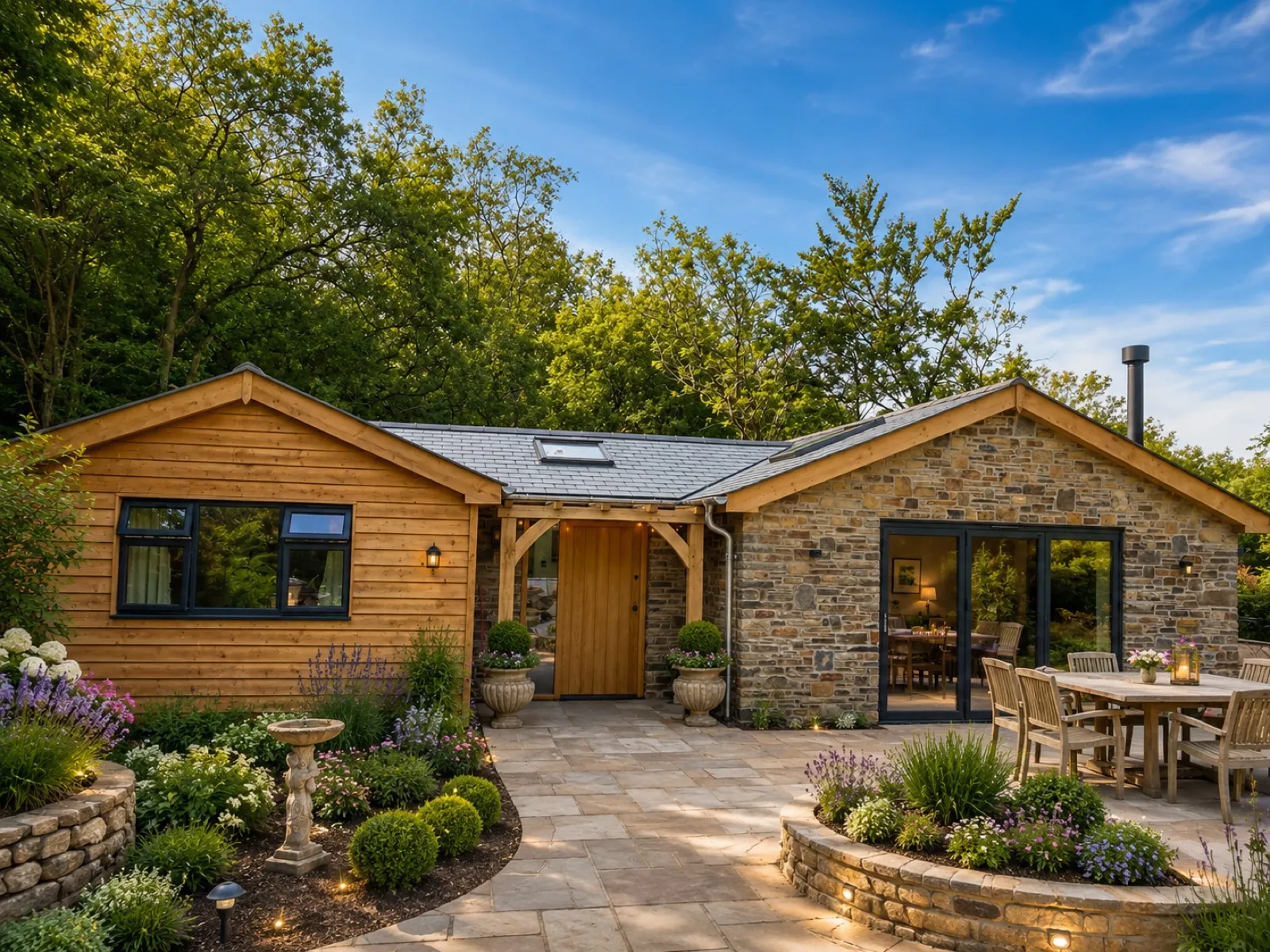 New build stone timber home