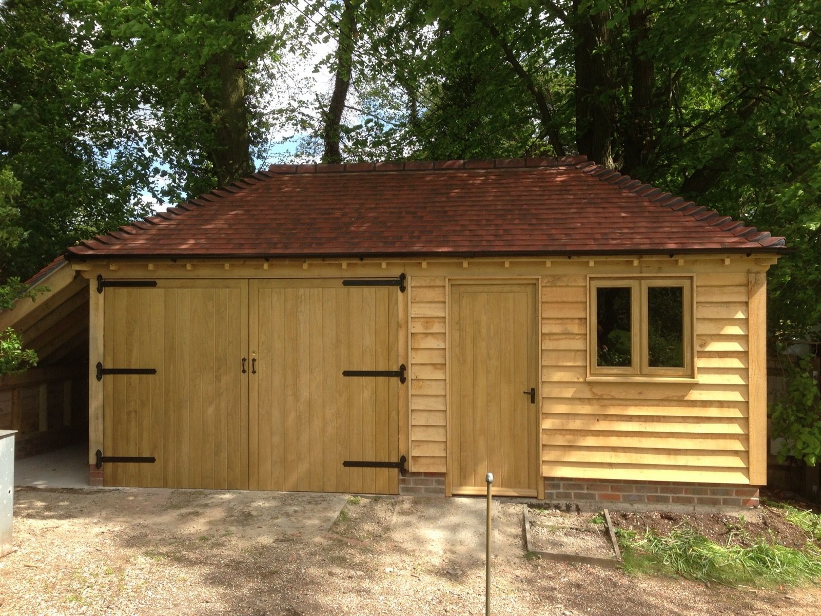 Oak framed two bay garage side door