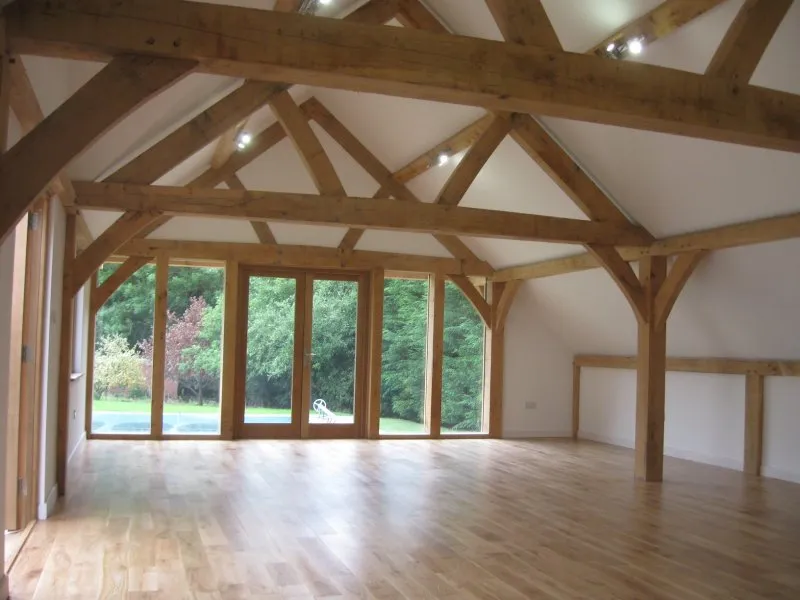 Oak framed vaulted trusses