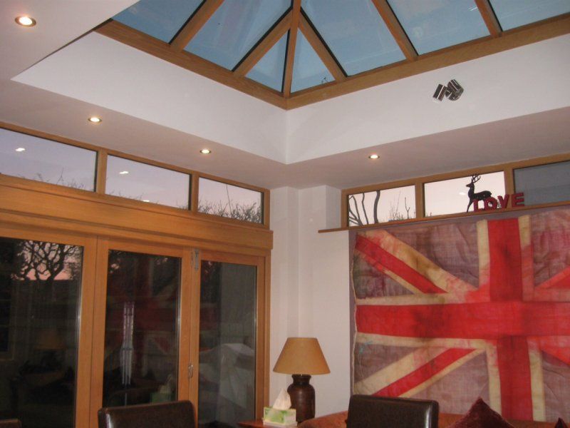 Oak orangery interior roof lantern