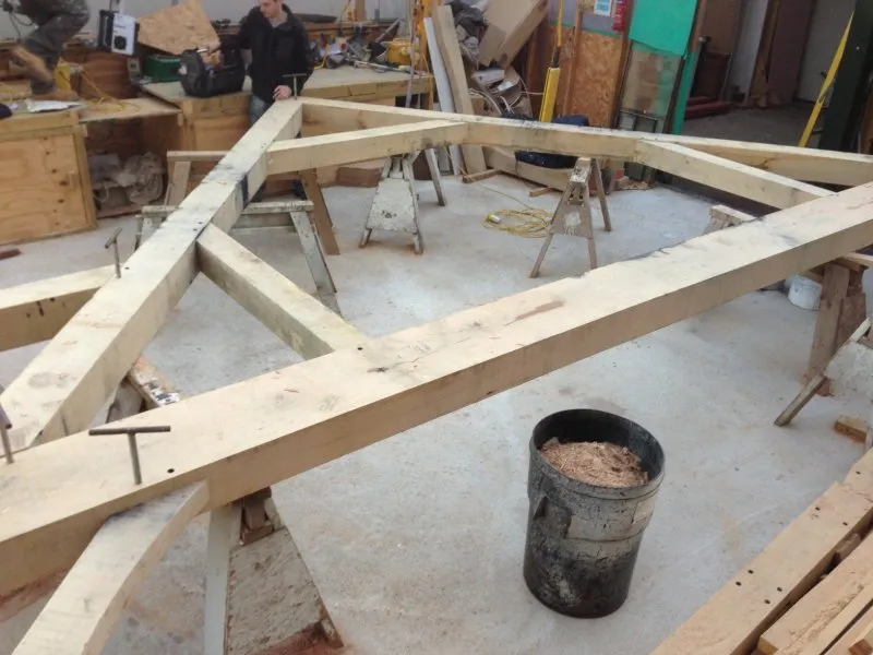 Oak roof truss frame construction