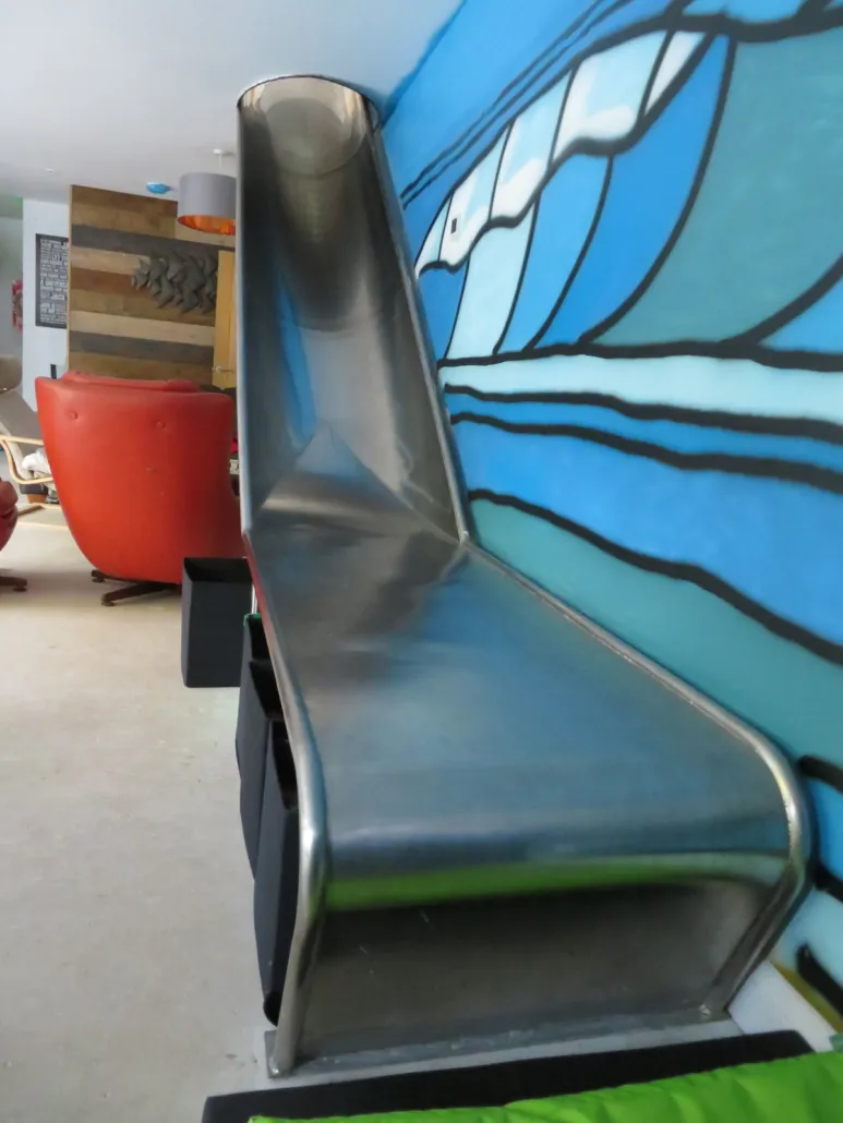 Indoor slide linking the main and lower floors