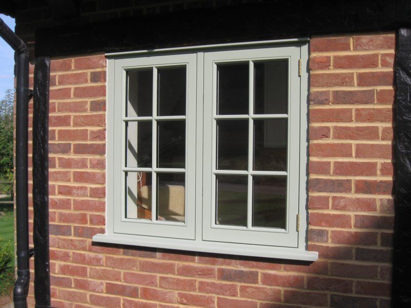 White casement window brick