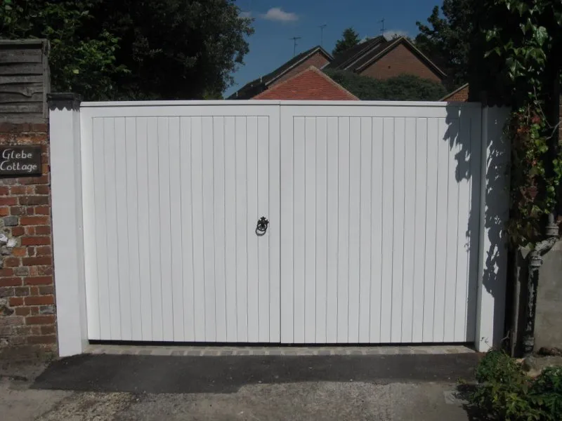 White timber driveway gates