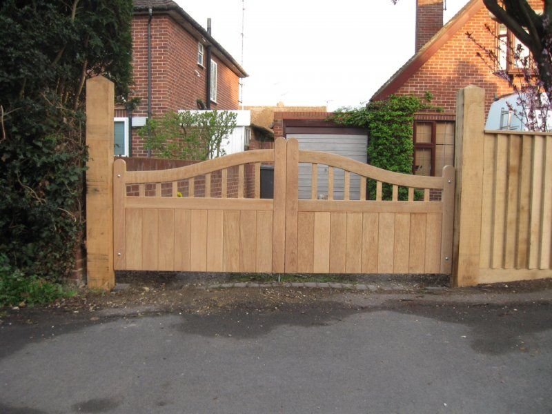 White timber driveway gates